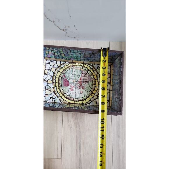 VTG Mosaic Wood Box Victorian Ladies Scene Mother of Pearl Tile Inlay MCM Decor - Picture 10 of 11